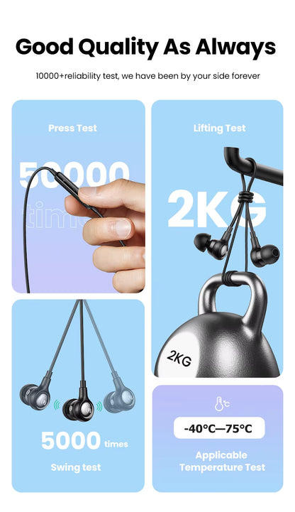 Wired Earphone with Microphone in Ear 3.5Mm Noise Cancelling USB Type C Lightning Earphones for Iphone 15 Pro Max Xiaomi