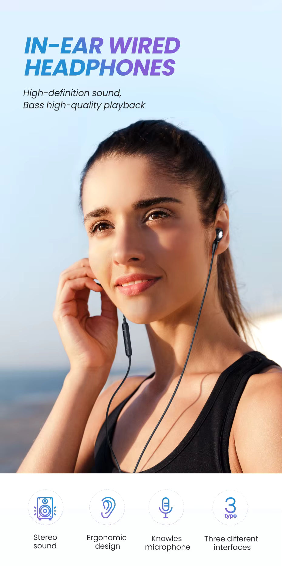 Wired Earphone with Microphone in Ear 3.5Mm Noise Cancelling USB Type C Lightning Earphones for Iphone 15 Pro Max Xiaomi