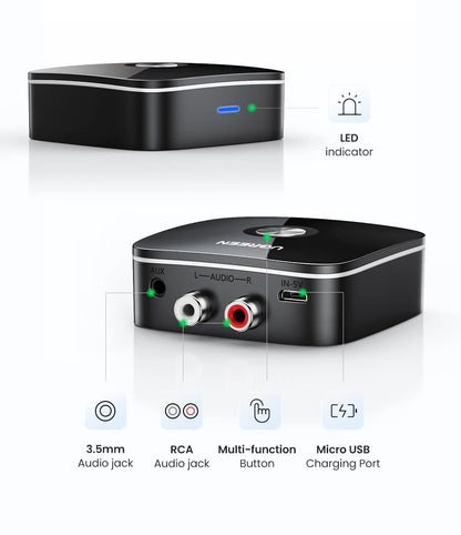 Bluetooth RCA Receiver 5.1 Aptx HD 3.5Mm Jack Aux Wireless Adapter Music for TV Car 2RCA Bluetooth 5.0 Audio Receiver