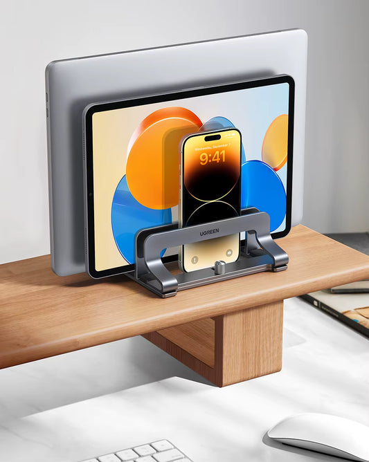 Vertical Laptop Stand for Macbook Air Pro Triple Slots Aluminum Notebook Stand for Macbook Pro Tablet Ipad Phone Holder