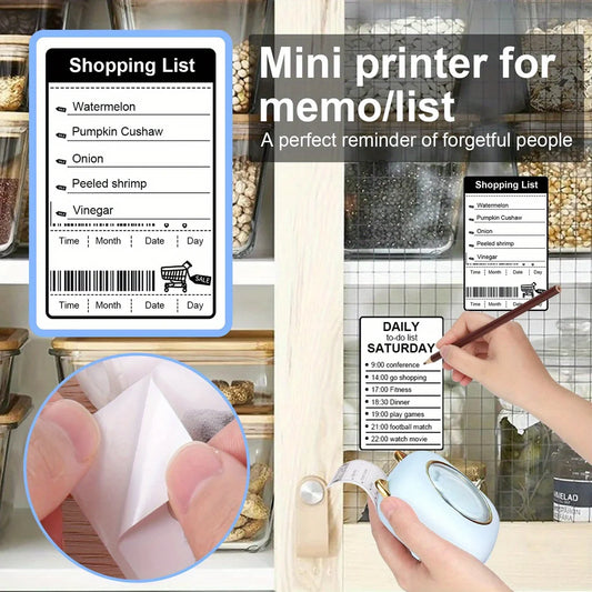 Mini Printer, Inkless Sticker Maker, Free Cut Small Pocket Printer, Portable Thermal Printer for Photo Journal Notes Memo