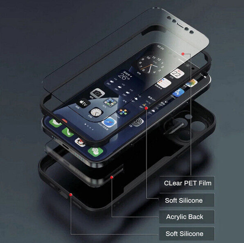 Black Shockproof Iphone Case and Screen Protector for Apple Iphone 13 Pro Max