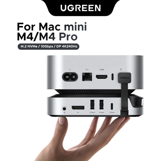 USB HUB Mac Mini Docking Station Type-C to DP 4K240Hz M.2 Nvme SSD Slot 10Gbps USB-A Splitter SD&TF 3.5MM for Mac Mini M4
