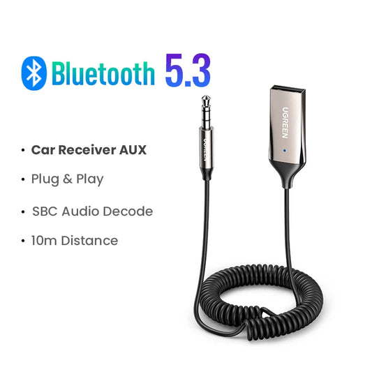 Bluetooth Receiver 5.3 Adapter Hands-Free Car Kits AUX Audio 3.5Mm Jack Music Wireless Receiver for Car BT Transmitter