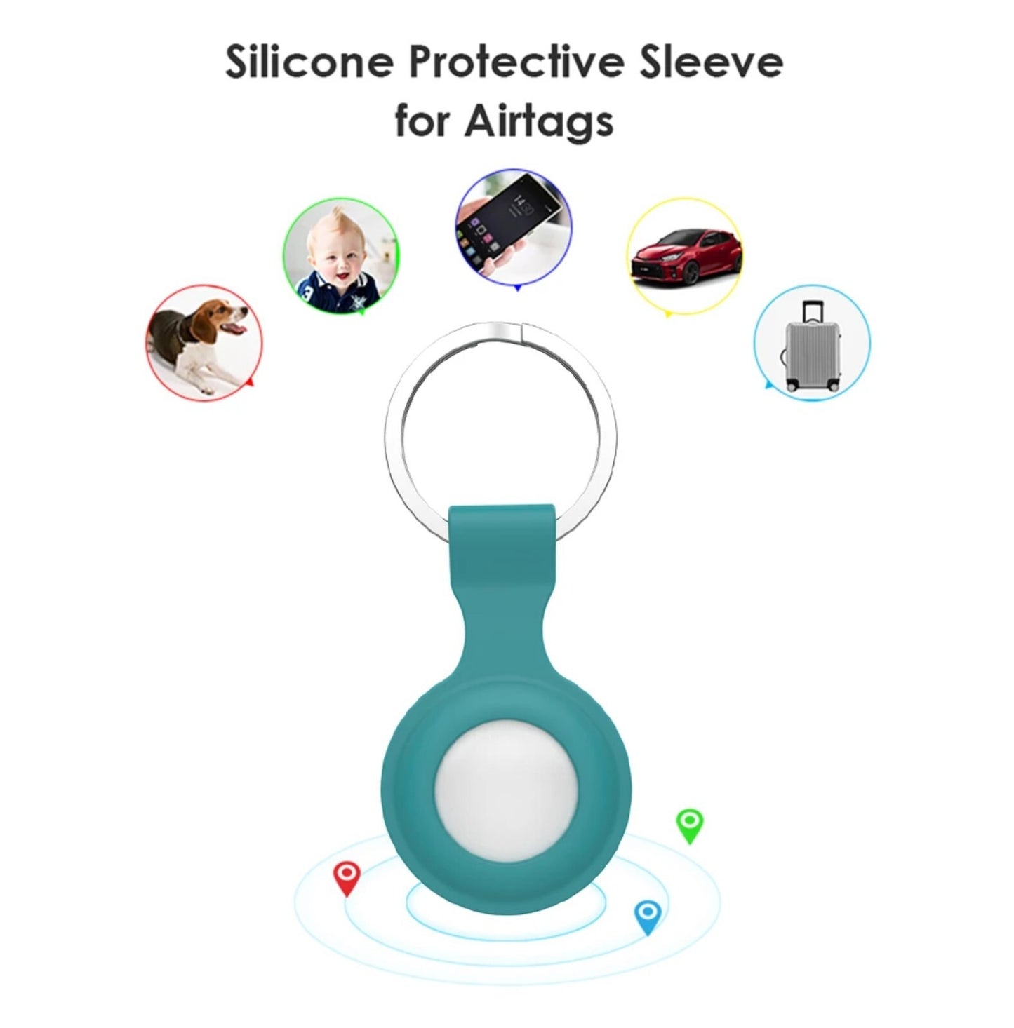 For Apple Airtag Silicone Loop Holder Keyring Carry Case Keychain Pet Luggage UK