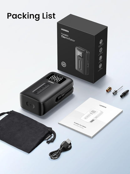 Tyre Inflator Portable Cordless Electric Air Pump 150PSI Auto-Off Car Tyre Pump with LED Light Digital Gauge for Accurate Pressure Readings for Cars, Motorcycles, Balls, All Bicycles, Etc