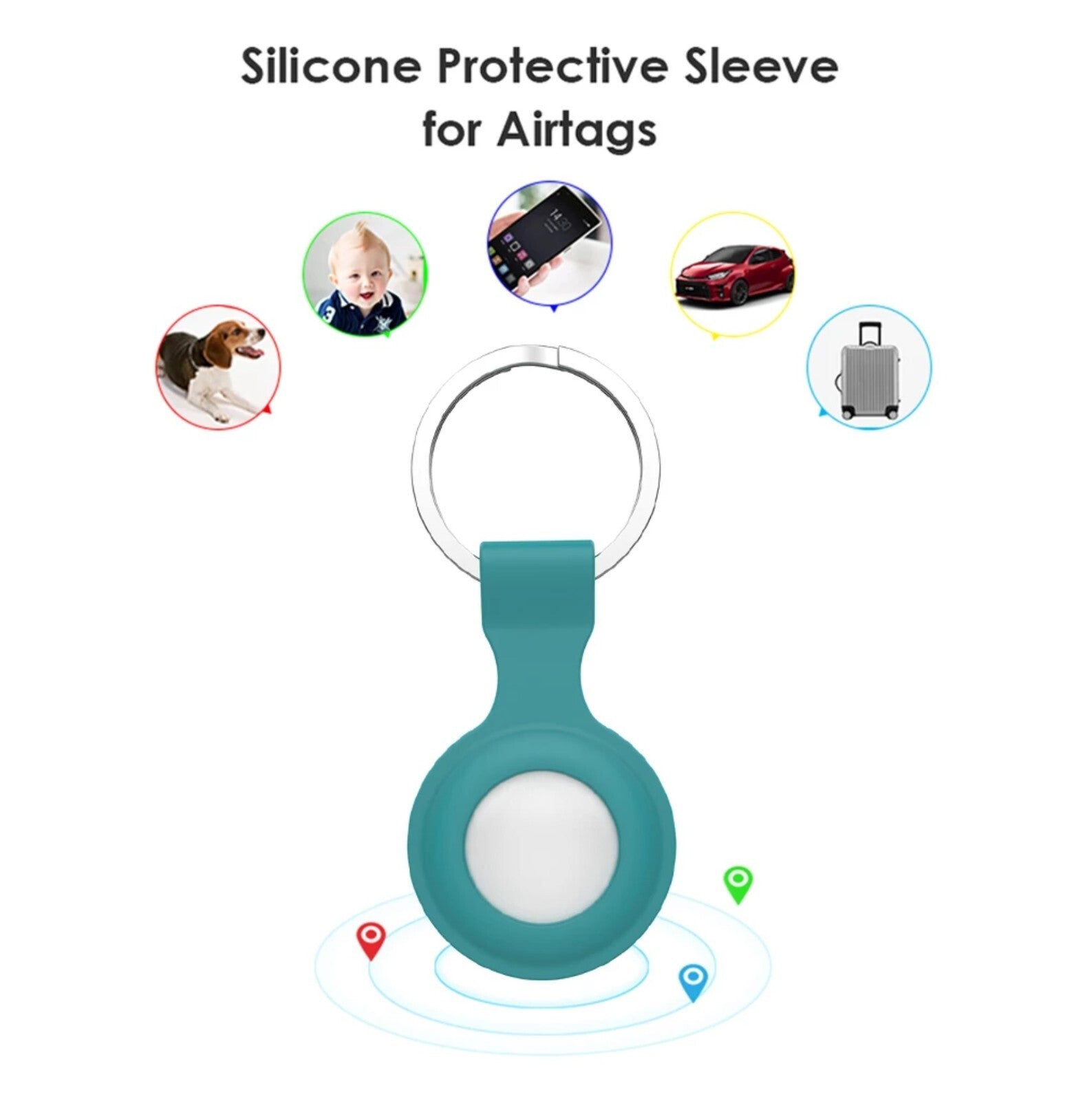 For Apple Airtag Silicone Loop Holder Keyring Carry Case Keychain Pet Luggage UK