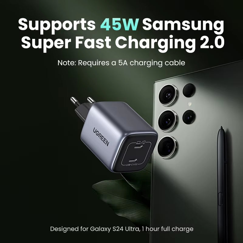 Gan 45W USB Charger PD QC 3.0 Fast Charger Quick Charger for Iphone 16 15 14 Pro Travel Phone Charger for Samsung S24 S23