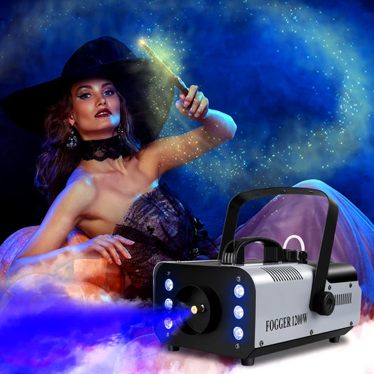 1200W Fog Machine 6Leds Remote Fogger Ejector Disco Colorful Smoke Machine DJ Christmas Party Effects Stage Light