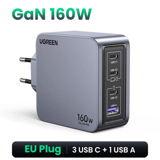 160W Gan Charger PD3.1 Type C QC4.0 3.0 Quick Charge for Macbook Pro Laptop USB Fast Charger for Iphone 16 Xiaomi Tablet