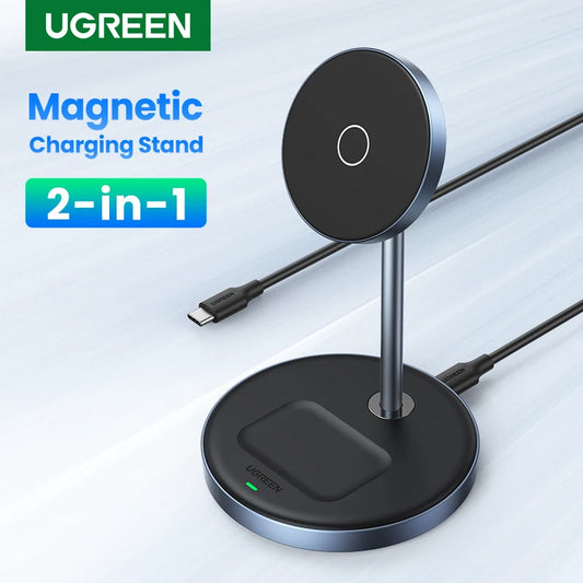 UGREEN Magnetic Wireless Charger Stand 20W Max 2-In-1 Charging Stand for Iphone 15 16 Pro Max/Iphone 14/Airpods Fast Charger
