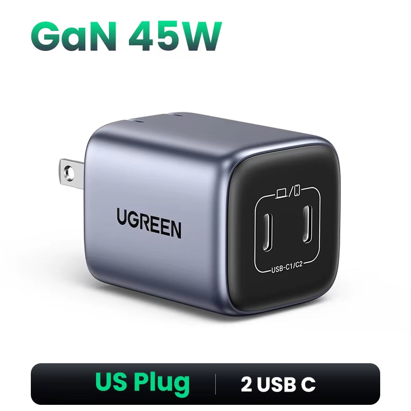 Gan 45W USB Charger PD QC 3.0 Fast Charger Quick Charger for Iphone 16 15 14 Pro Travel Phone Charger for Samsung S24 S23