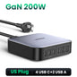 200W Gan Charger Desktop Laptop Fast Charger 6 in 1 Adapter for Iphone 16 15 Pro Xiaomi Samsung Tablets Macbook Charger