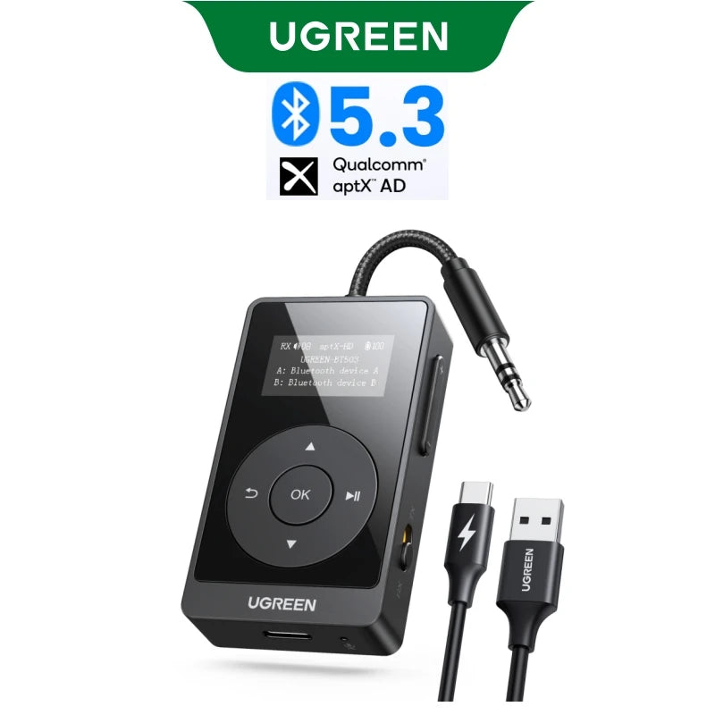Aptx HD Airplane Bluetooth 5.3 Receiver Transmitter for All Headphones Wireless Audio Aux Bluetooth Adapter for TV Flying