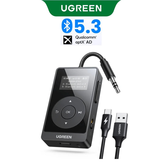 Aptx HD Airplane Bluetooth 5.3 Receiver Transmitter for All Headphones Wireless Audio Aux Bluetooth Adapter for TV Flying