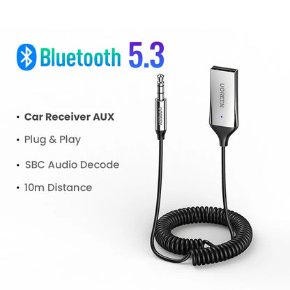 Bluetooth Receiver 5.3 Adapter Hands-Free Car Kits AUX Audio 3.5Mm Jack Music Wireless Receiver for Car BT Transmitter