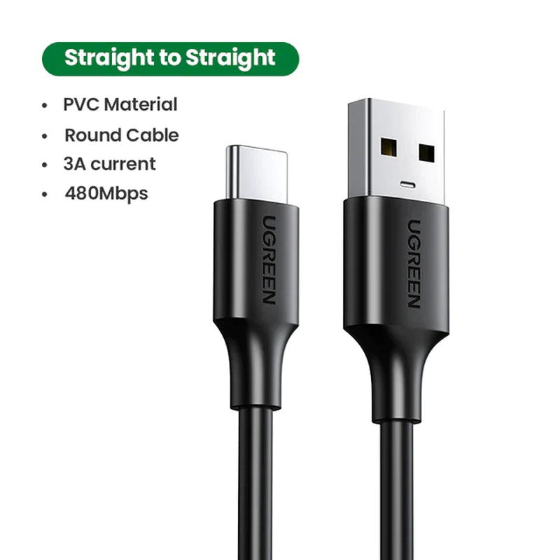 Ugreen USB C Cable for Samsung S9 S10 plus Quick Charge 3.0 Right Angled USB Type C Fast Charger Data Cable for Game USB-C Wire