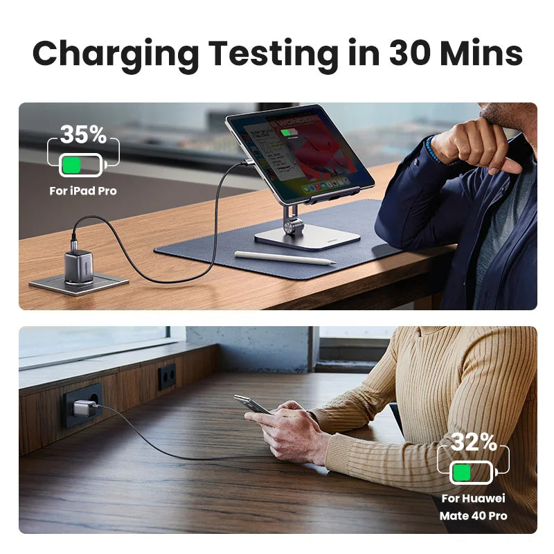 Gan 30W Fast Charger for Iphone 16 15 14 Pro PD3.0 Charger for Ipad Pro Tablet Samsung Xiaomi Type C Phone USB Charger