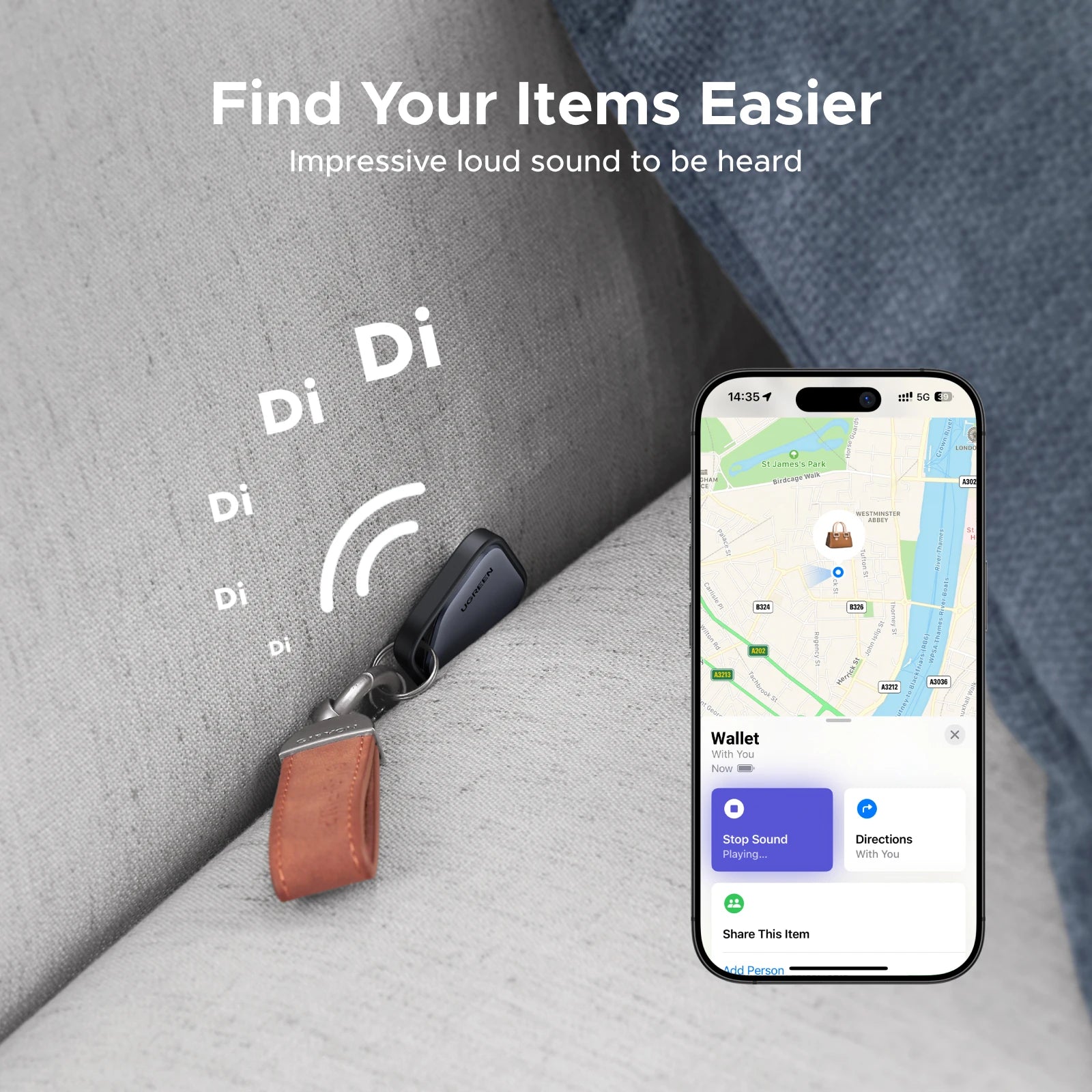 Smart Tag Bluetooth Tracker, Keys Finder Item Locator Smarttag up to 2 Year Battery for Iphone Apple Find My (Only IOS)