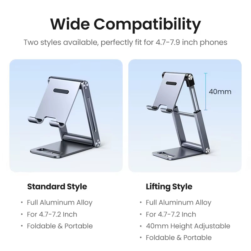 UGREEN Phone Holder Stand Aluminum Cell Phone Stand Tablet Stand Support Mobile Phone for Iphone 16 15 14 Pro Max Xiaomi Samsung