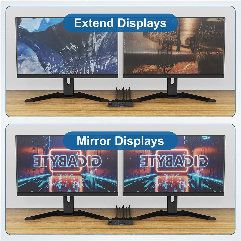 4K 240Hz 2X2 HDMI DP KVM Switch Dual Monitor Extended Display USB KVM Switcher 2 in 2 Out for 2 Computers 2 Monitors
