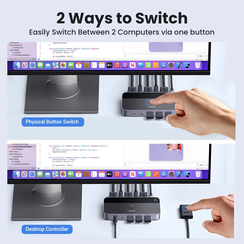4K@60Hz HDMI KVM Switch USB3.0 KVM Switcher 2 Pcs Sharing 1 Monitor,Printer,Keyboard,Mouse Switch Support 3D ,HDR Vision