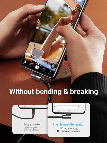 Ugreen USB C Cable for Samsung S9 S10 plus Quick Charge 3.0 Right Angled USB Type C Fast Charger Data Cable for Game USB-C Wire