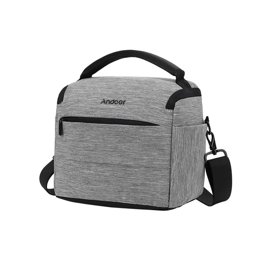 Cuboid-Shaped DSLR Camera Shoulder Bag Portable Fashion Polyester Camera Case for 1 Camera 2 Lenses and Small Accessorie
