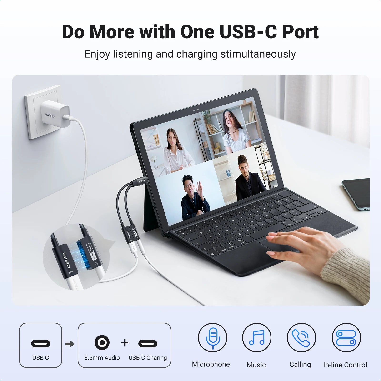 USB Sound Card Type C to 3.5Mm AUX Cable Adapter Earphone Converter DAC Chip PD QC Charging Sound Card for Headset