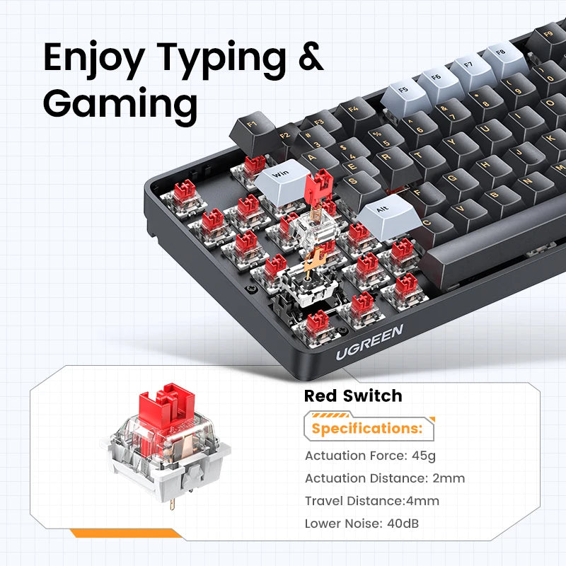Mechanical Keyboard 108 PBT Keycaps Wired Keyboard Red Switch Russian/Korean/En for Desktop Laptop Windows Mac OS Gaming