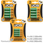 JCB Rechargeable Batteries AA AAA Nimh Pre Charged 1200 2400 900Mah NEW UK