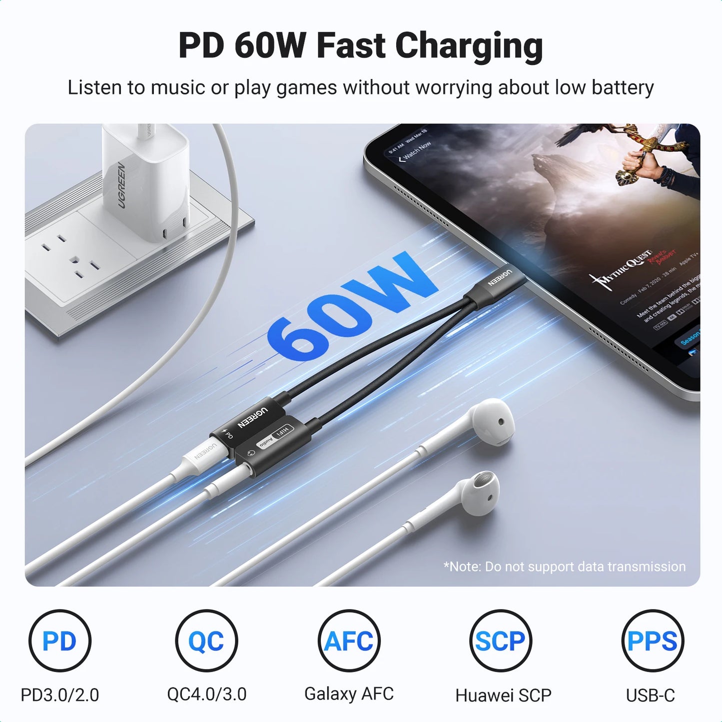 USB Sound Card Type C to 3.5Mm AUX Cable Adapter Earphone Converter DAC Chip PD QC Charging Sound Card for Headset