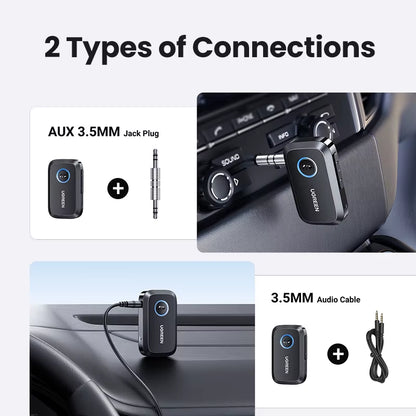 Bluetooth Car Receiver Adapter 3.5Mm AUX Jacks for Car Speakers Audio Music Receiver Hands Free Bluetooth 5.3 Adapter