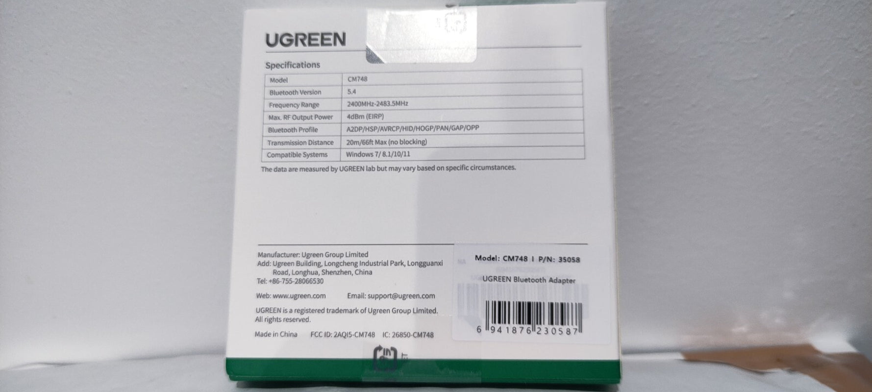 Ugreen USB Bluetooth 5.4 Wireless Dongle Adapter Receiver for PC - Black