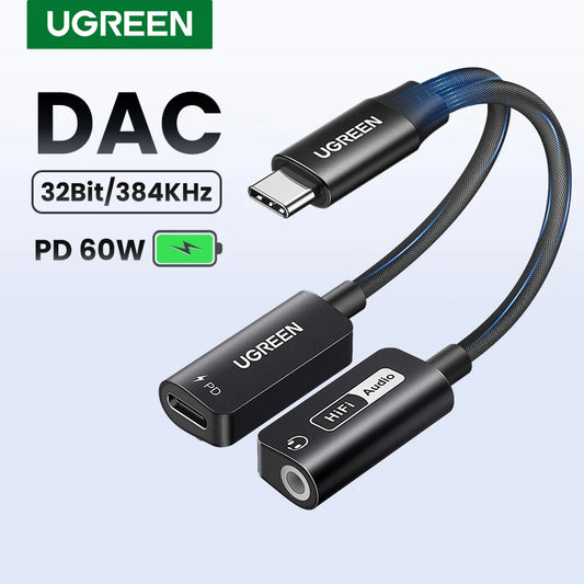 USB Sound Card Type C to 3.5Mm AUX Cable Adapter Earphone Converter DAC Chip PD QC Charging Sound Card for Headset