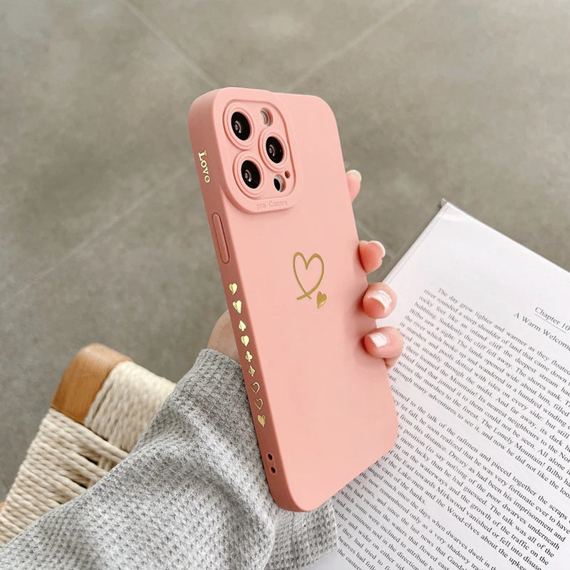 Shockproof Women Silicone Heart Case for Iphone 11 12 13 14 Pro Max XR 7 8 Plus