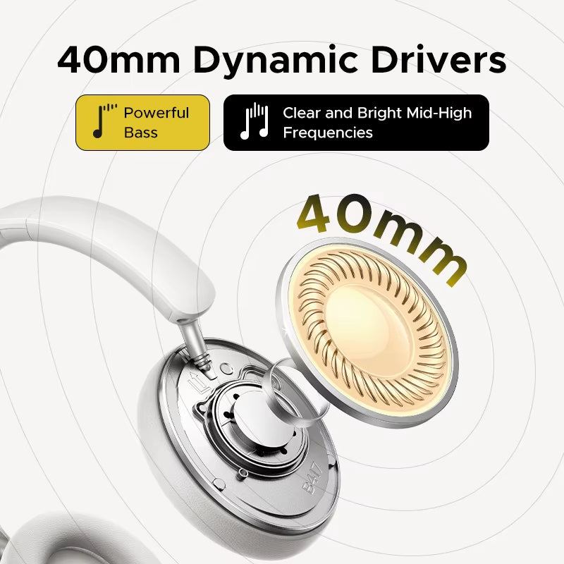 Studio Max2 Wireless Bluetooth Headphones, 80H Playtime, Hifi Stereo over Ear Headphones with Microphone, Bluetooth 5.4