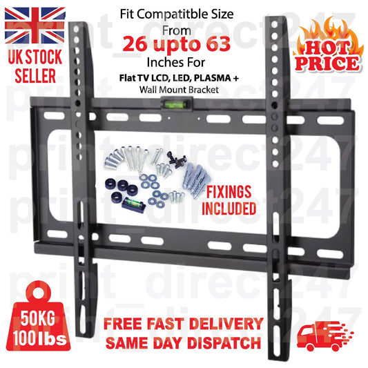 TV WALL BRACKET MOUNT SLIM for 26 30 32 40 42 50 63 INCH FLAT 3D LCD LED PLASMA