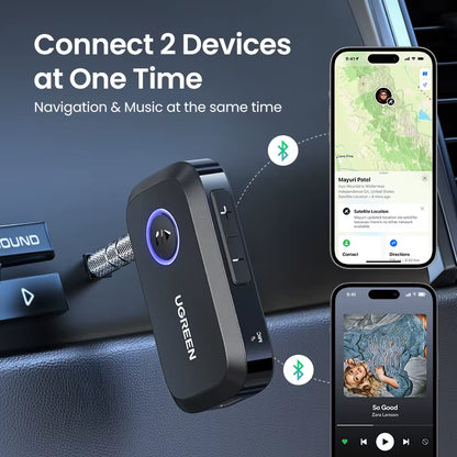Bluetooth Car Receiver Adapter 3.5Mm AUX Jacks for Car Speakers Audio Music Receiver Hands Free Bluetooth 5.3 Adapter