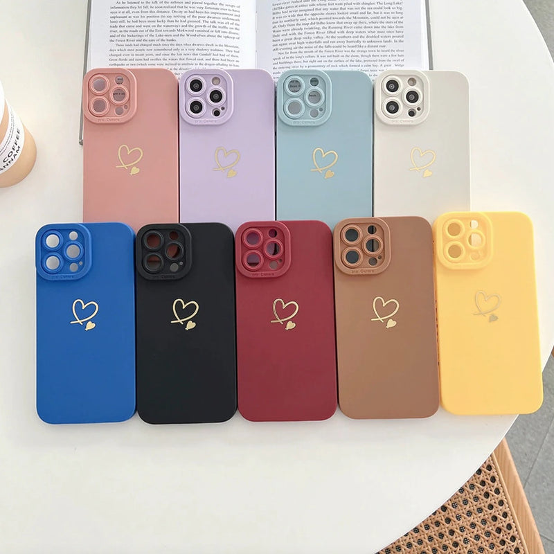 Shockproof Women Silicone Heart Case for Iphone 11 12 13 14 Pro Max XR 7 8 Plus