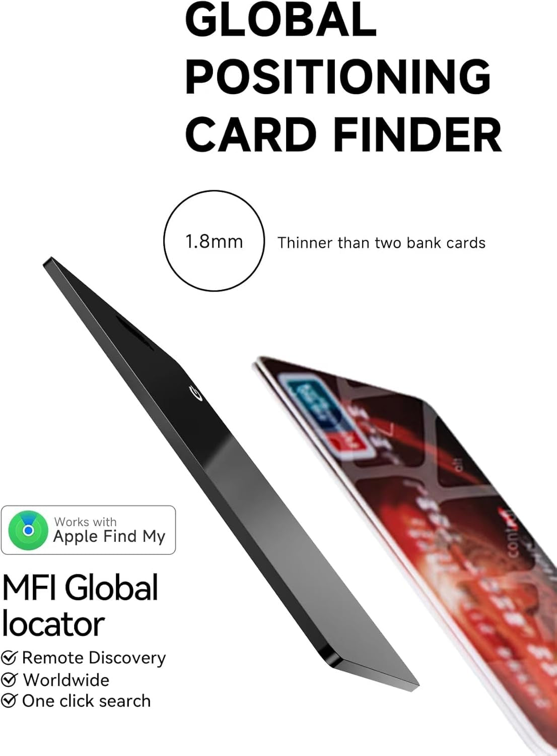 Wirleless Rechargable Card Locator Bluetooth Tracker Slim Wallet Finder Compatible with Apple Find My (1)