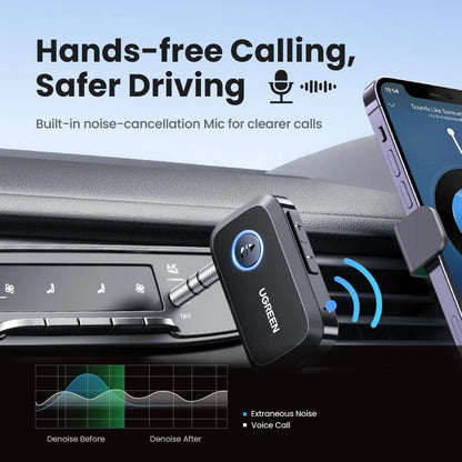 Bluetooth Car Receiver Adapter 3.5Mm AUX Jacks for Car Speakers Audio Music Receiver Hands Free Bluetooth 5.3 Adapter