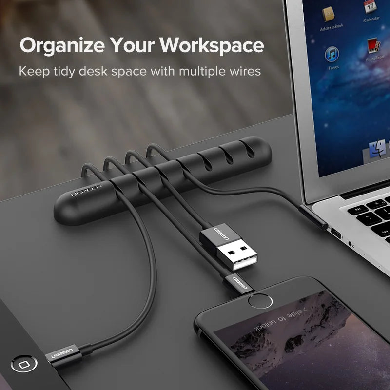 Cable Organizer Silicone USB Cable Winder Flexible Cable Management Clips for Mouse Headphone Earphone Cable Holder