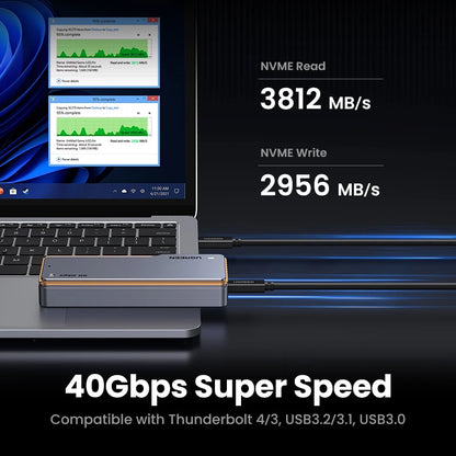 40Gbps Nvme SSD Case SSD Enclosure M.2 to USB4.0 Adapter for M.2 NVME PCIE Built-In Cooling Vest Aluminum Case