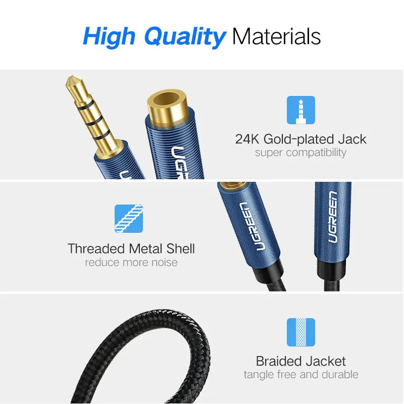 Jack 3.5 Mm Audio Extension Cable for Huawei P20 Lite Stereo 3.5Mm Jack Aux Cable for Headphones Xiaomi Redmi 5 plus PC