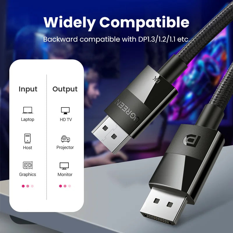 8K Displayport 1.4 Cable for TV 4K 144/165Hz 32.4Gbps Displayport to DP for PC Computer Gaming Monitor Projector DP Cable