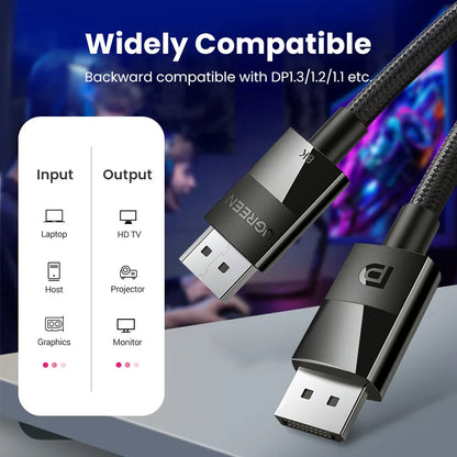 8K Displayport 1.4 Cable for TV 4K 144/165Hz 32.4Gbps Displayport to DP for PC Computer Gaming Monitor Projector DP Cable