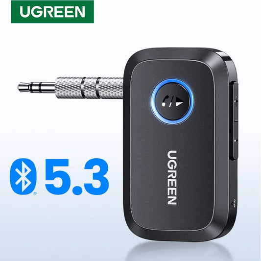 Bluetooth Car Receiver Adapter 3.5Mm AUX Jacks for Car Speakers Audio Music Receiver Hands Free Bluetooth 5.3 Adapter